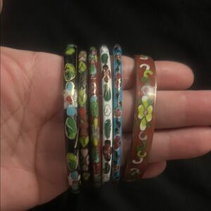 Unique Vintage Multicolor Floral Bracelet Set